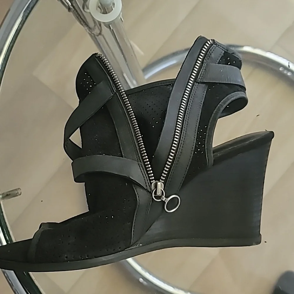 Denim & Supply Leather Belt Wedge Sandals